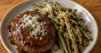 15-Minute Hamburger Steak & Parmesan Green Bean Fries