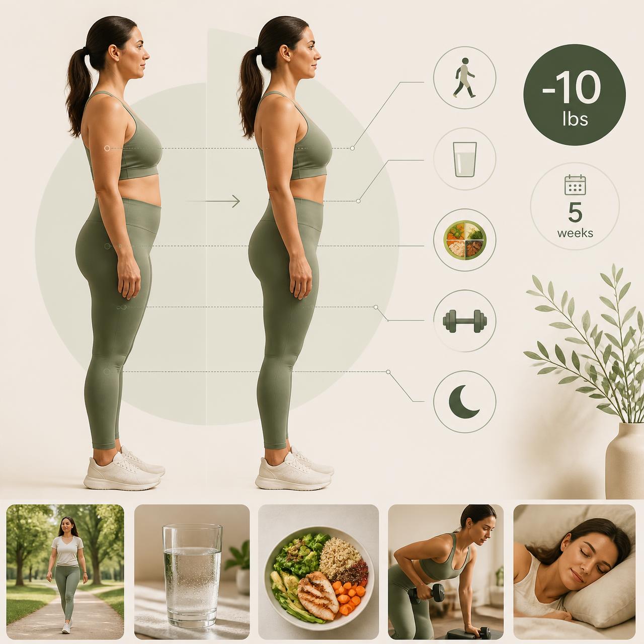 Visual overview of the Fat Loss Starter Kit results — the habits that drive steady fat loss